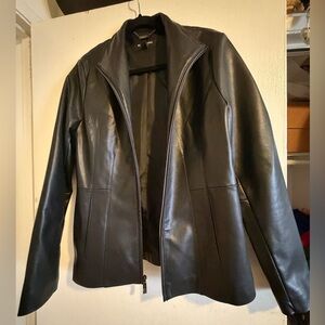 Kenneth Cole Women's Sleek Black Pleather Jacket
